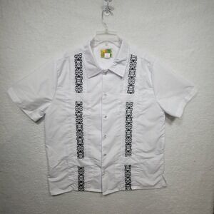 Haband Guayabera Short Sleeve Button Up Shirt White